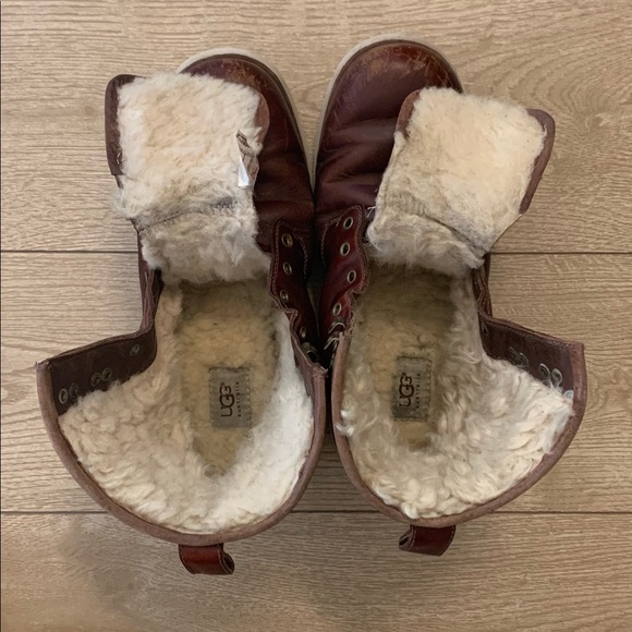 Rare UGG Cordovan Leather Hannen Boot with shearling liner - Picture 5 of 16